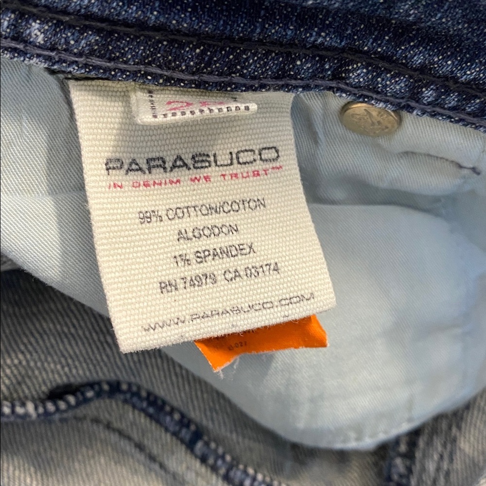 Parasuco Denim Legend Straight Leg Blue Jeans Crystal Embellishment Size 28 - Picture 15 of 16